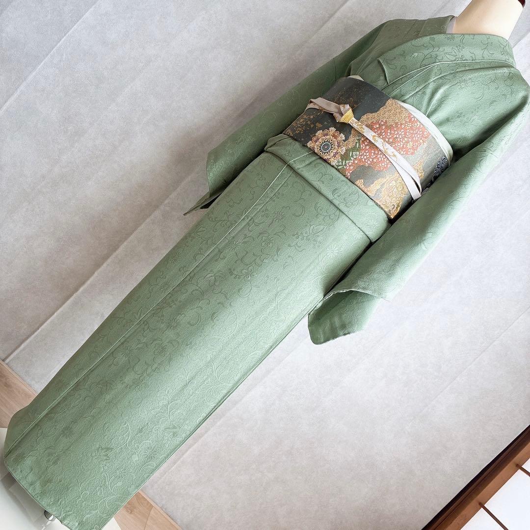 色無地 フルセット 着物 正絹 しつけ付き 唐草 一つ紋 卒業式 入学式