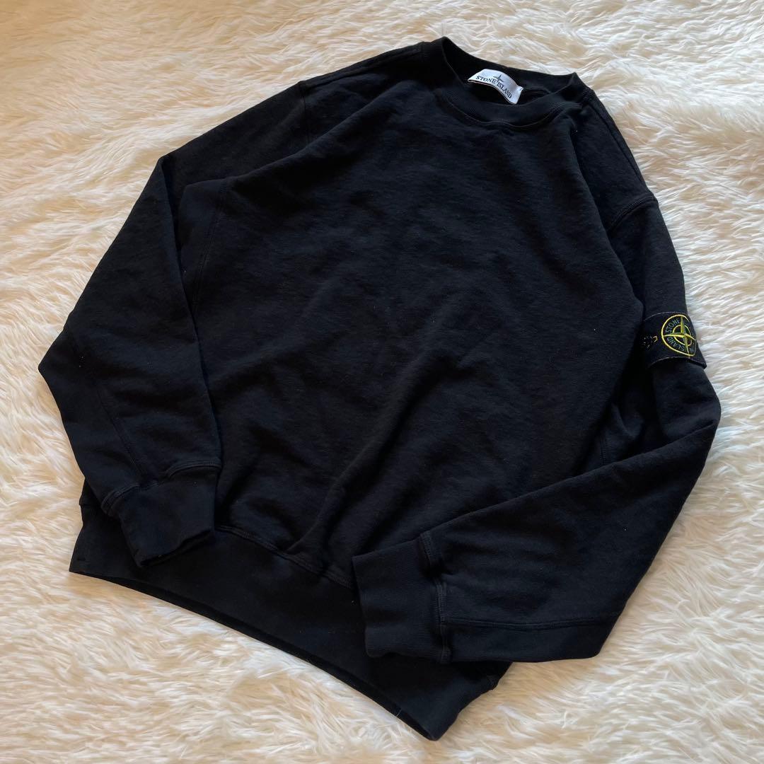 ストーンアイランド stone  スウェット ワッペン M ブラック STONE ISLAND】ストーンアイランド ロゴ ワッペン スウェット (STONE