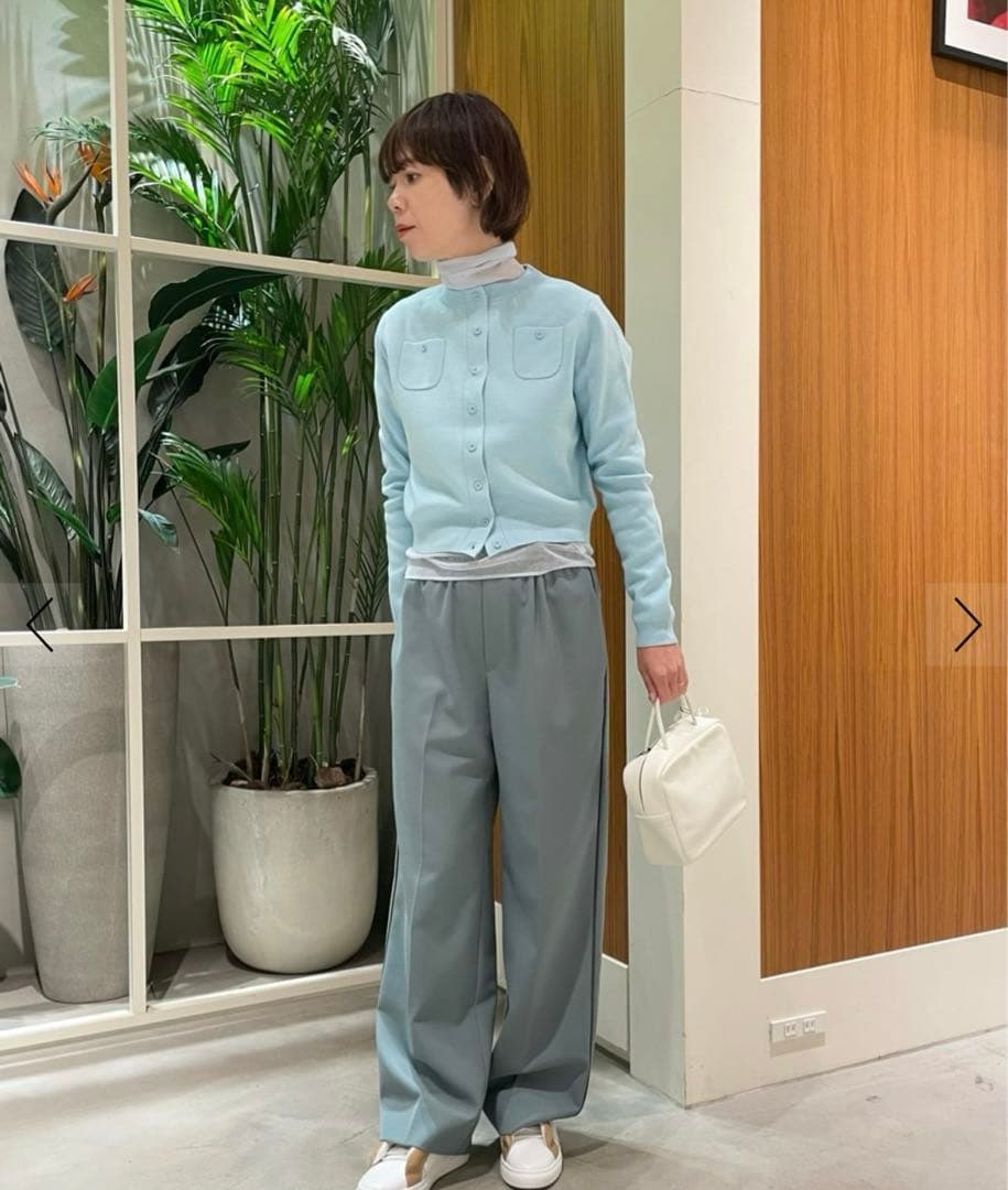 CABaN コットンカシミヤ クルーネックカーディガン ライトブルー