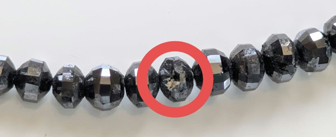 ミラーボールに磁気入 ブラックダイヤモンド 50.00ct ネックレス 46cm