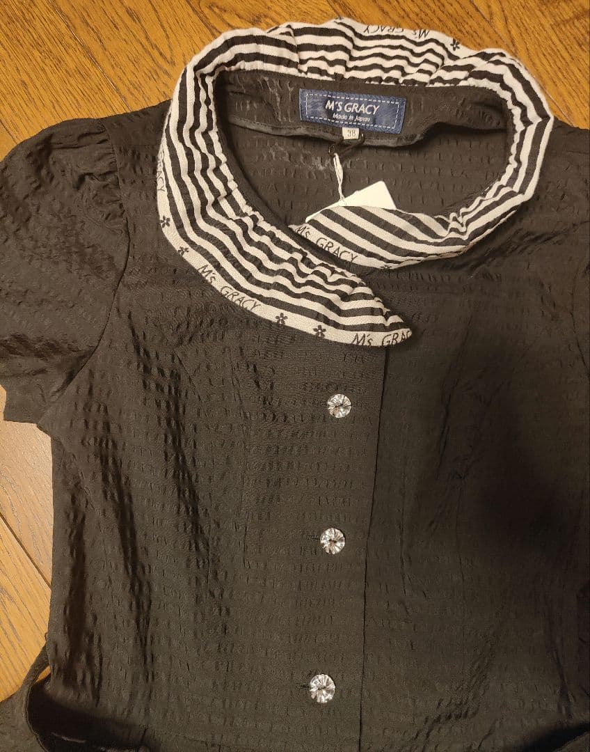 yukiko様専用【エムズグレイシー】縞襟ワンピ【38】 - メルカリ