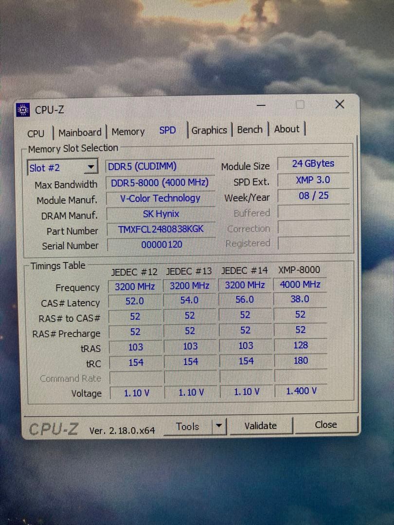 DDR5-8000 cl38 1.4V 48GB(24×2) 　32gbより安心