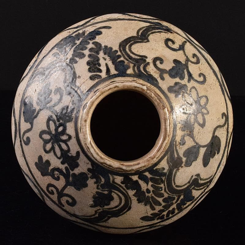 中国 磁州窯 鉄絵 花文壺 花瓶 C 6922