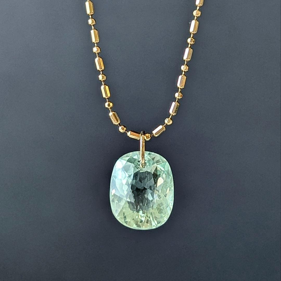 ♢N♢K18 グリーンベリル 3.38ct チャーム ペンダントトップ