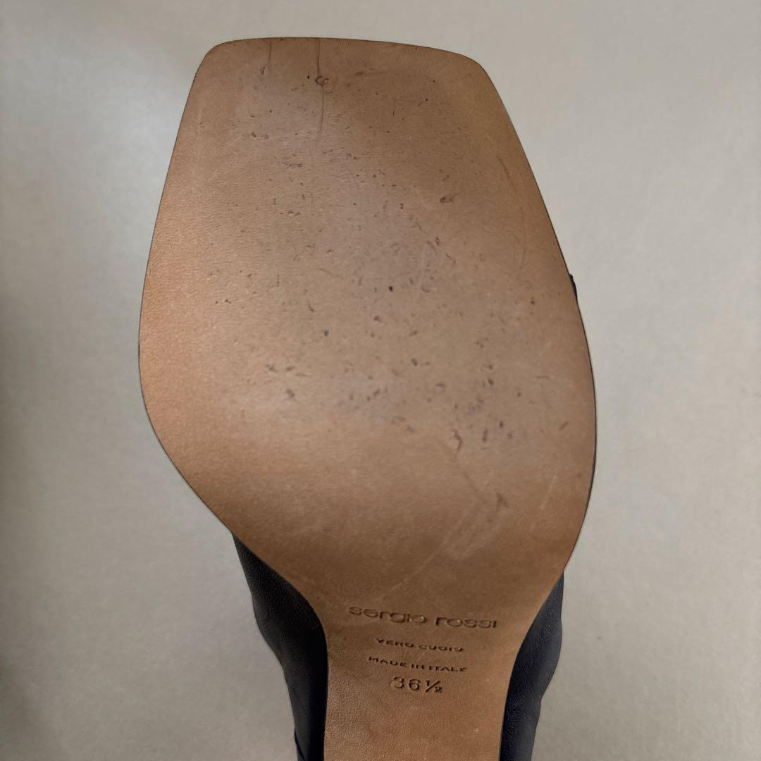る*ち様 Sergio Rossi 23.5cm ネイビー レザー ハイヒールサ