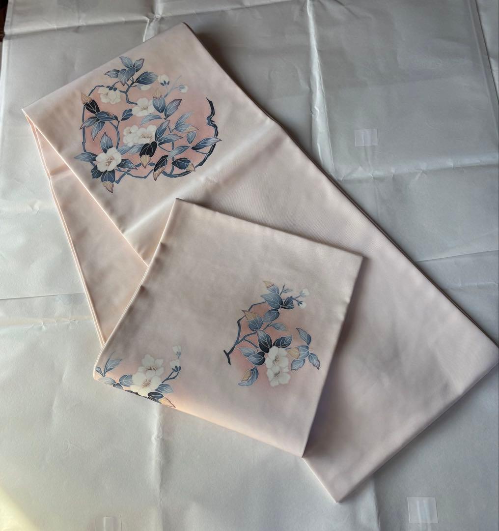 東レシルック 洗える九寸名古屋帯 塩瀬 薄いピンク 花模様 - メルカリ