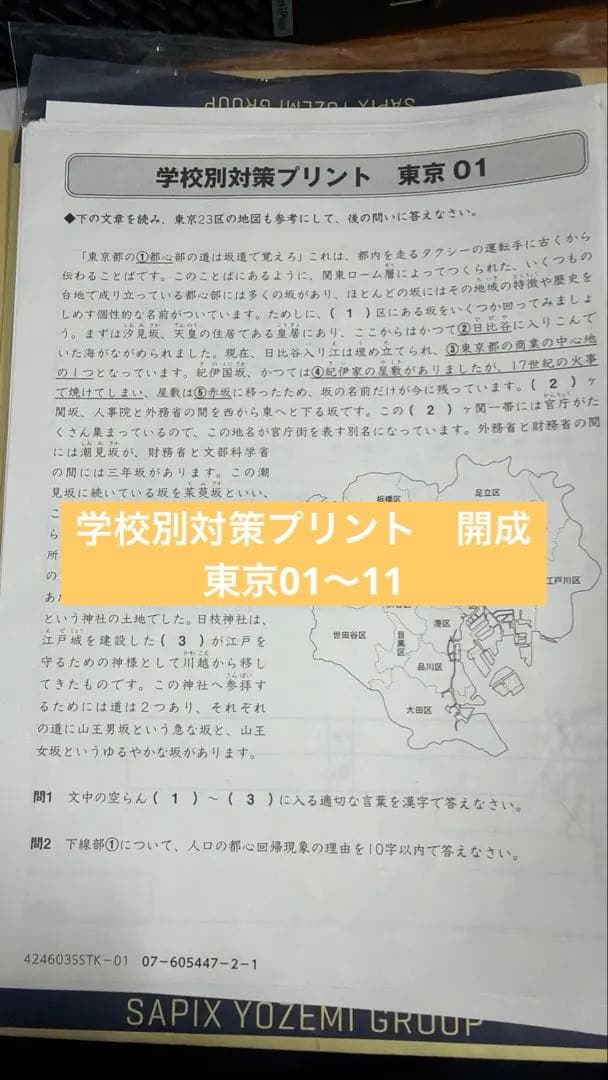 SAPIX 6年社会 開成筑駒コース対策 東京問題 完全版 - メルカリ