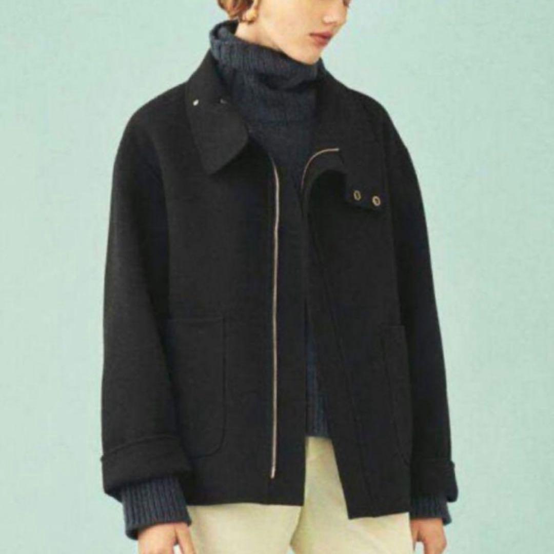 GALERIE VIE ライトメルトンスタンドカラーショートコート セール】 リップルメルトン スタンドカラーショートコート （その他