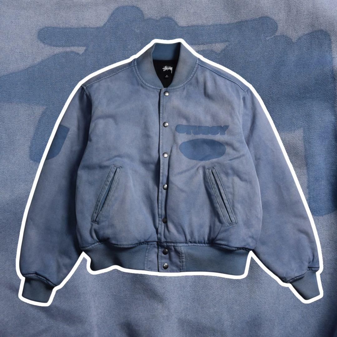 stussy GHOST LOGO CANVAS VARSITY JACKET - メルカリ