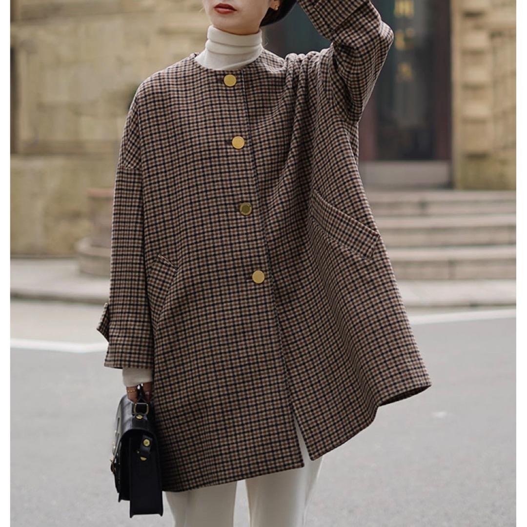 美品 トラディショナルウェザーウェア 24AW マールトン ノーカラー コート MALTON NO COLLAR マールトン ノーカラー｜ブラウンオーカー