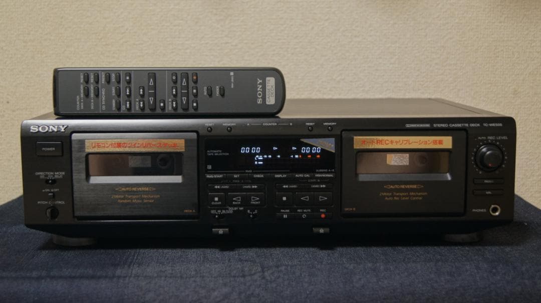 ソニー　カセットデッキ　TC-WE505 リモコン付　整備動作品 訳あり品コーナー（有料ジャンク） ＞ オーディオ・ビジュアル系