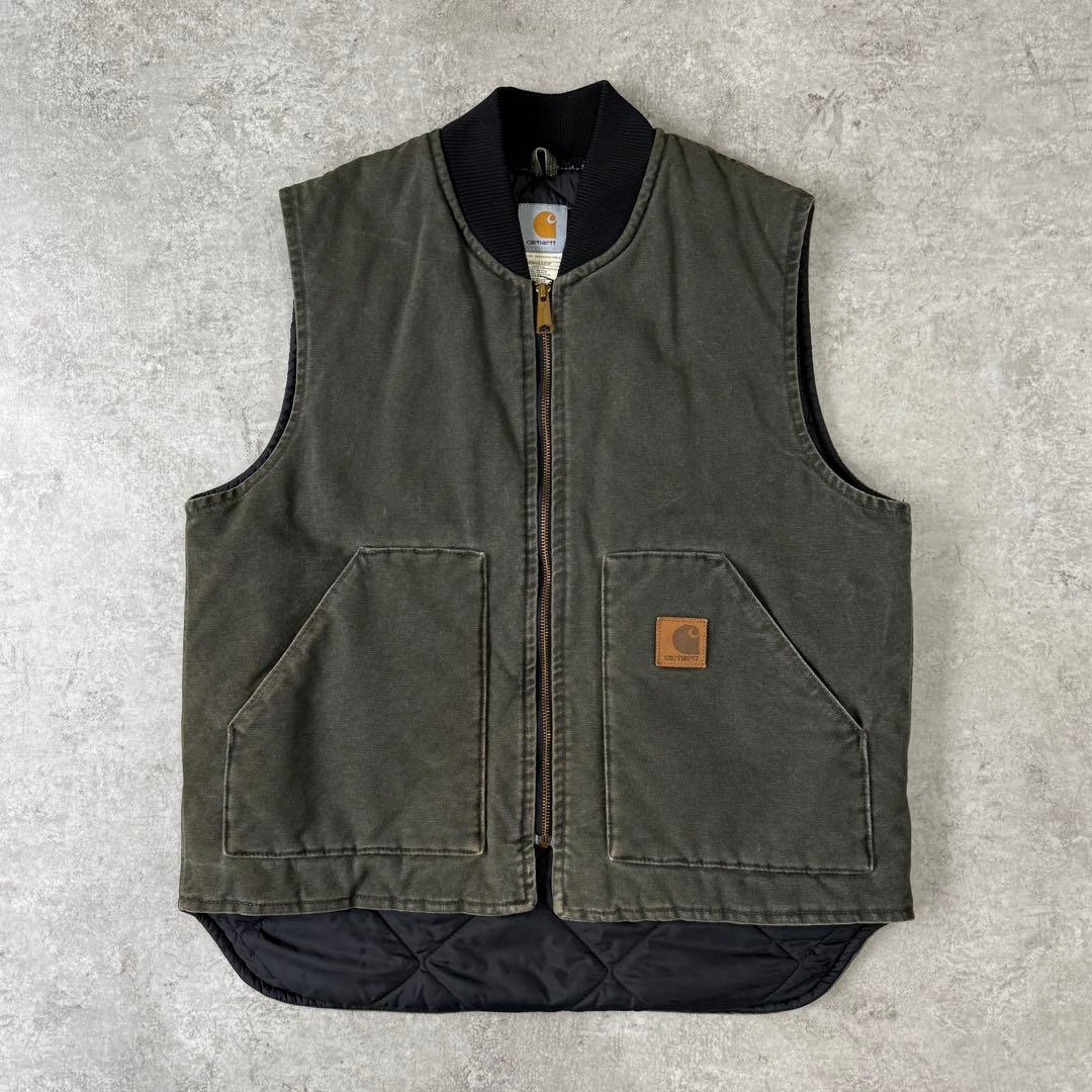 アルフ０８０６様 カーハート【L】 00s USA製 ダックベスト モスグリーン アルフ0806様 カーハート【L】 00s USA製 ダックベスト モス