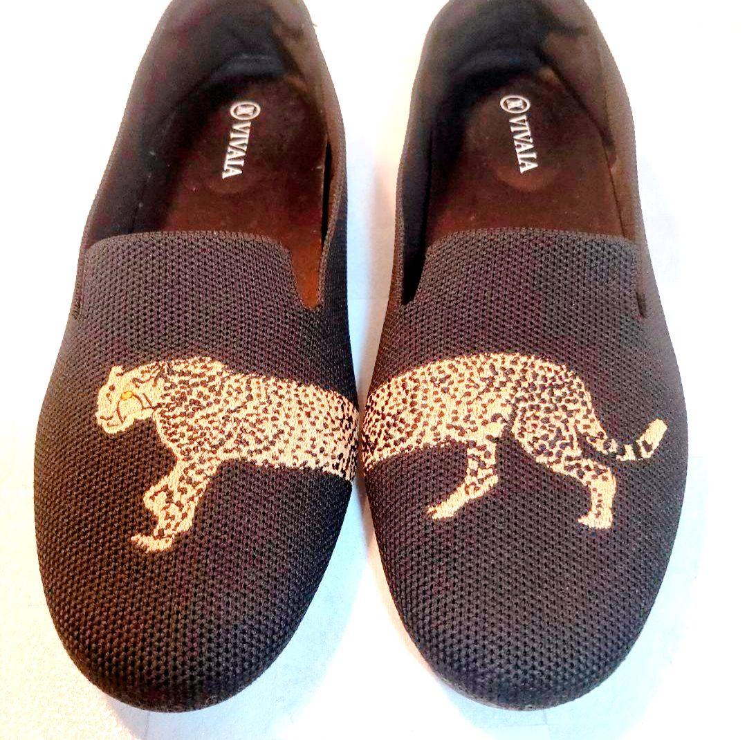 美品 VIVAIA フラットシューズ アニマル刺繍 チーター 25cm - メルカリ