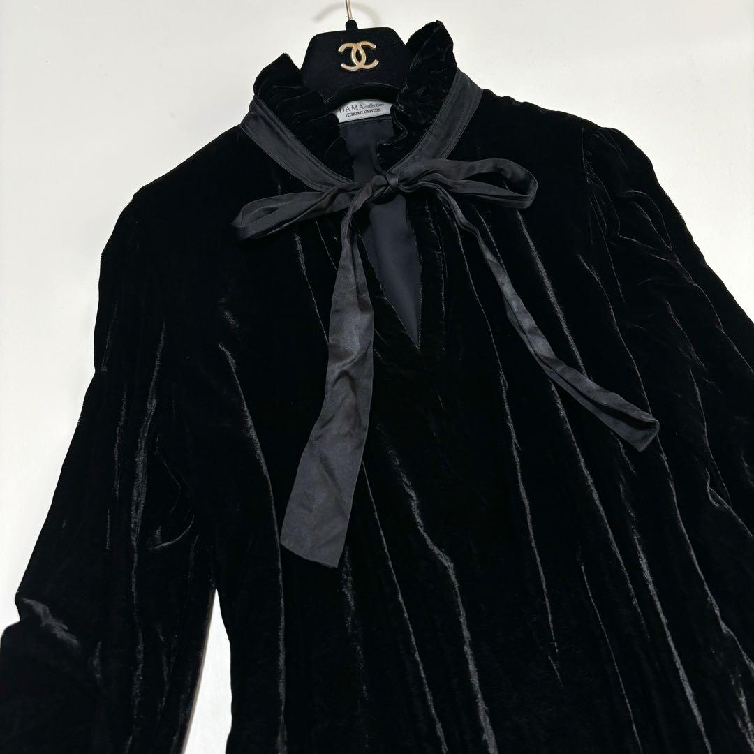 ダーマコレクション ヒロミヨシダ シルクベロアワンピース ブラック L