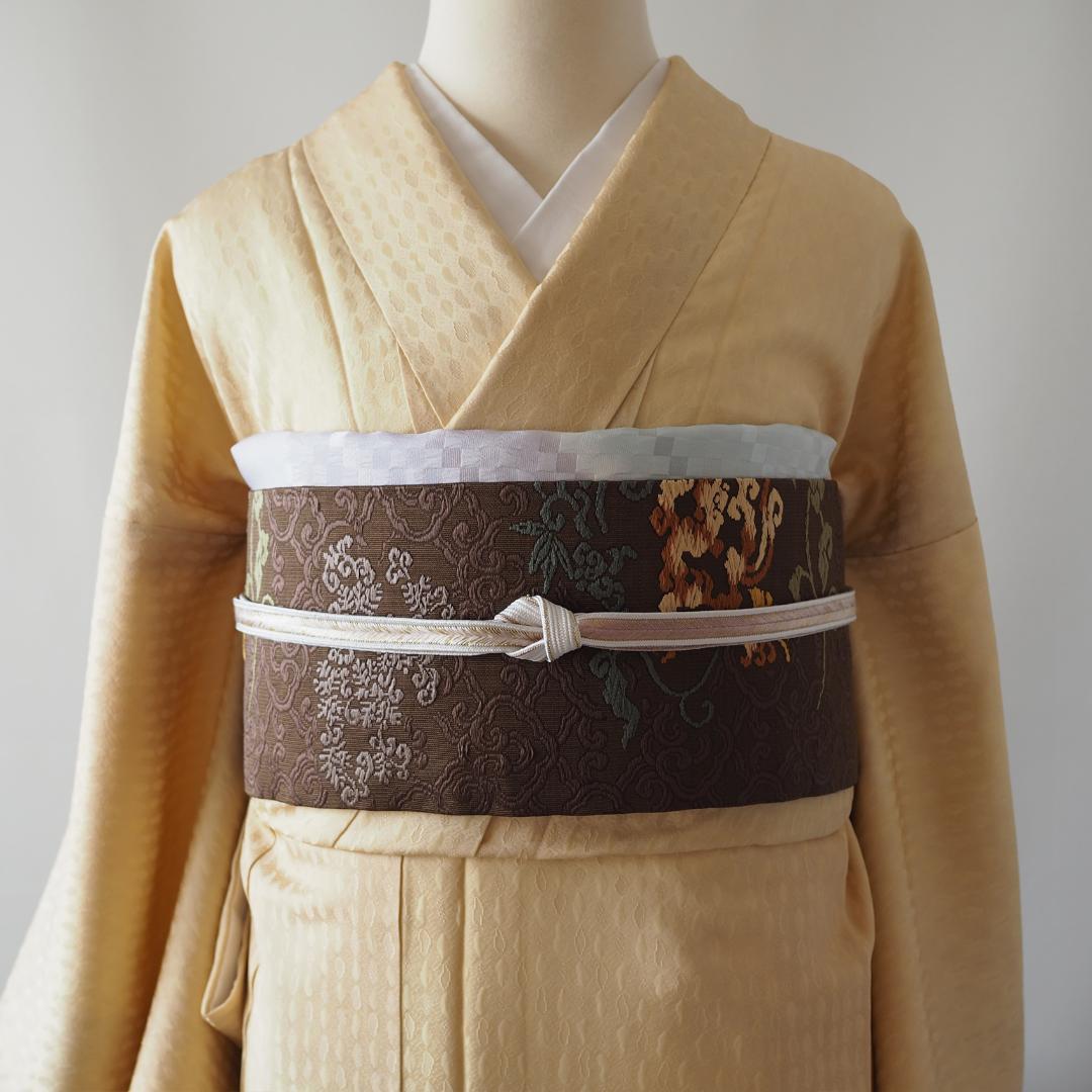 m-57 東京友禅 加納知之 枝桜 鬼しぼ縮緬 金彩 名古屋帯 正絹