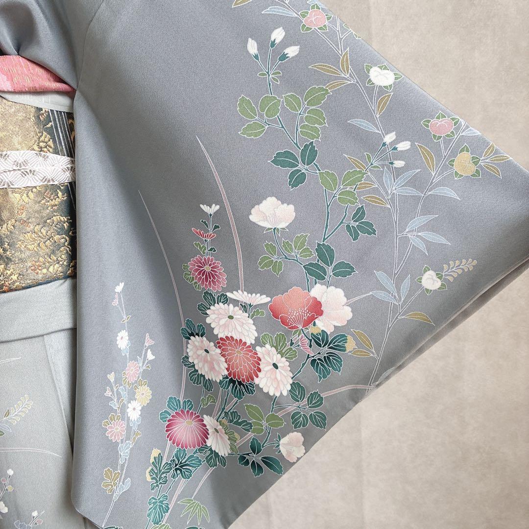 訪問着 フルセット 着物 正絹 四季草花 卒業式 入学式 金駒刺繍 G3