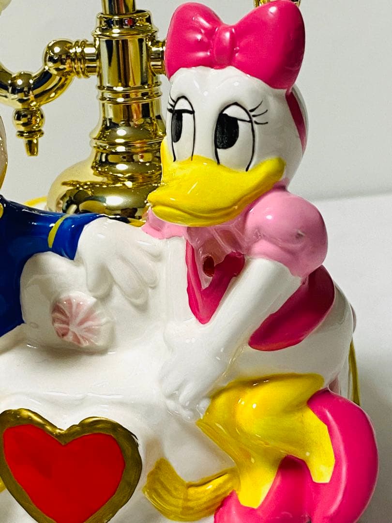 未使用 】昭和レトロ Disney ドナルド&デイジー オルゴール付受話器置