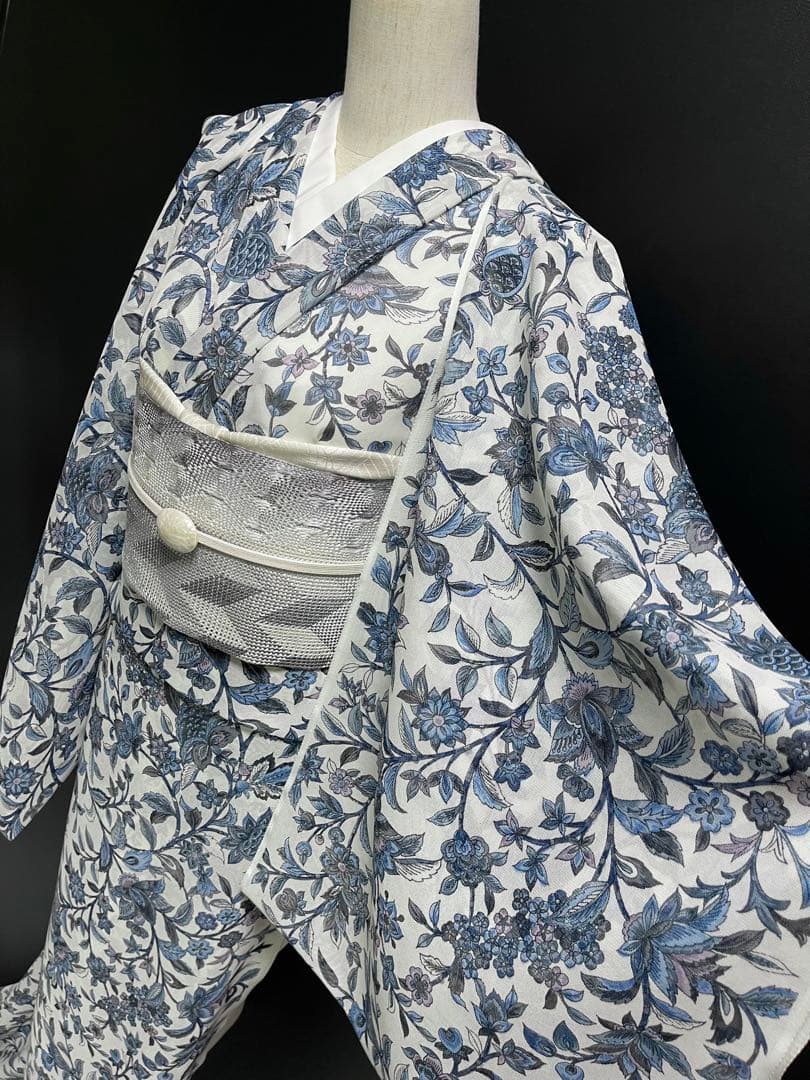 最高級 江戸本更紗【更峰謹製 本手摺り友禅駒紗着尺◇唐花更紗文様】単