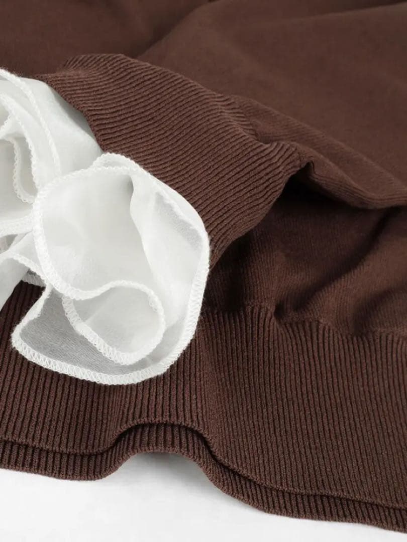 新品☆ヤマダヤ FENNELフェンネル フリル付きポロ襟カーディガン