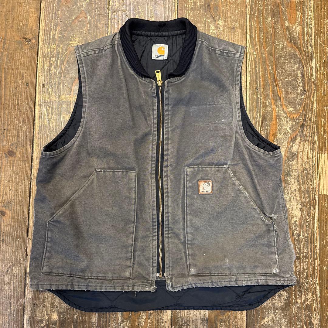 carhartt カーハート ダックベスト グレー Lサイズ - メルカリ