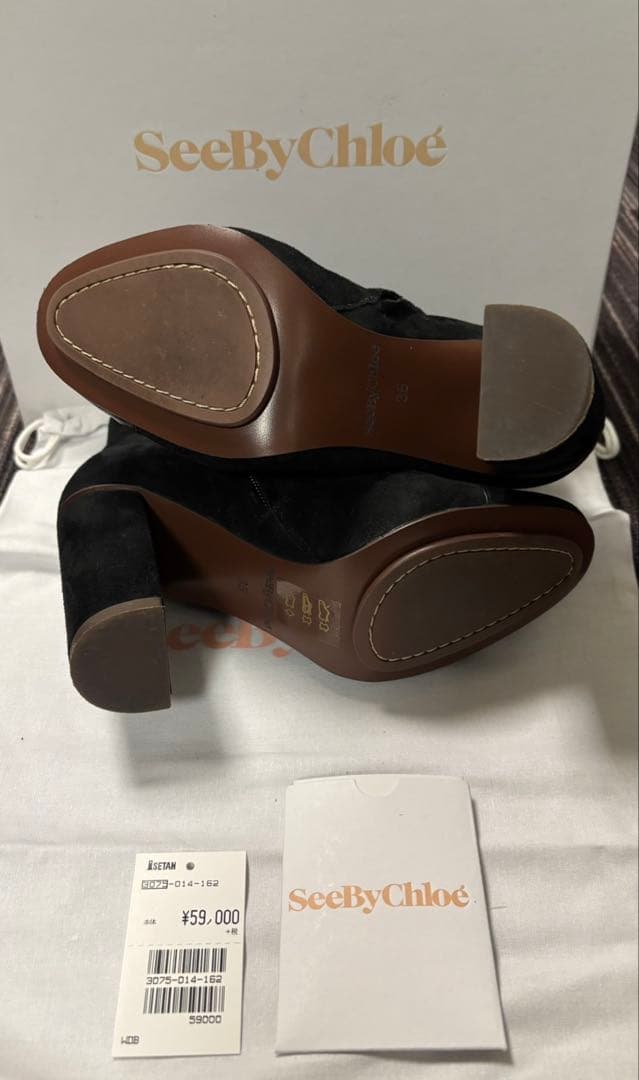 新品未使用　シーバイクロエ　ショートブーツ　サイズ35 22.5cm スウェード