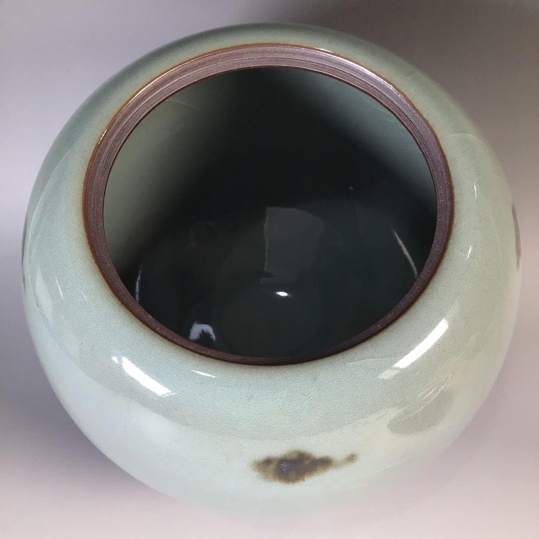 M246 水指 『椿窯 五島哲造』『蕨釉水指』 共箱 茶道具