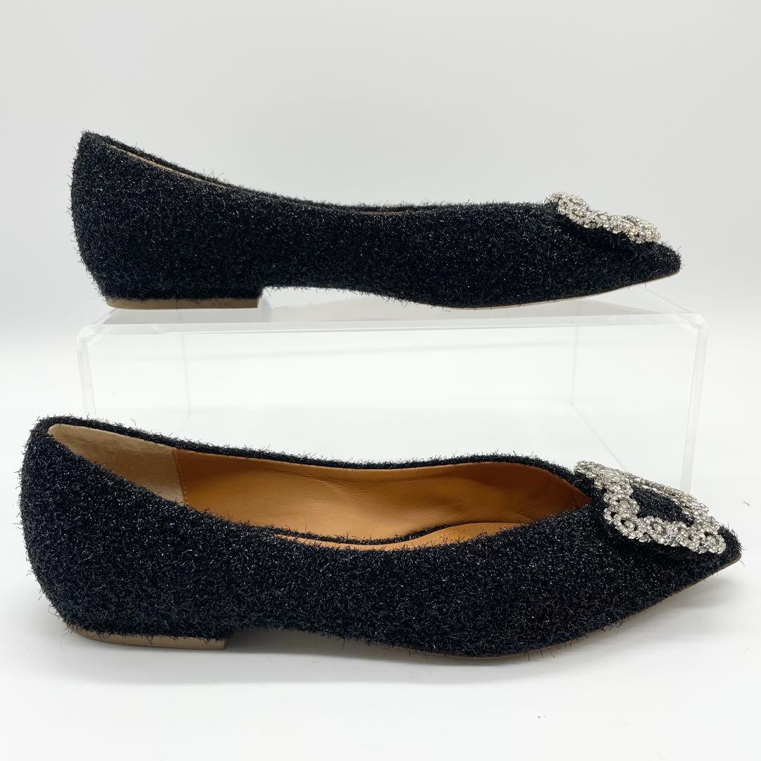 PIPPICHIC ピッピシック フラットシューズ ビジュー 黒 24.0cm