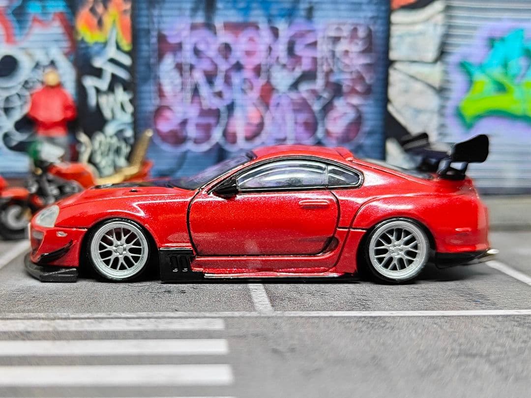 トミカ改造 トヨタ 80スープラ フルエアロ 織戸仕様 深リムホット