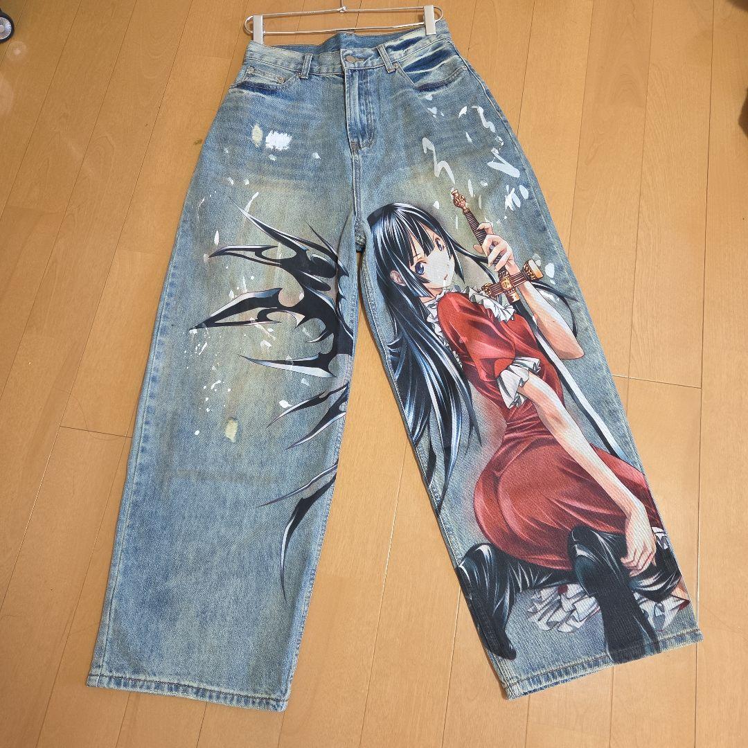 アニメプリント　バギーパンツ ニータックデニムバギーパンツ[商品：PN25AWR-004] - PUNYUS Online