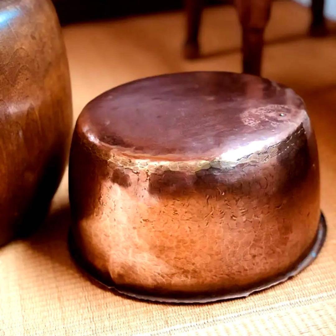 明治〜大正時代 《 木製 丸火鉢 》無垢木材 銅壺 骨董 古道具 古物