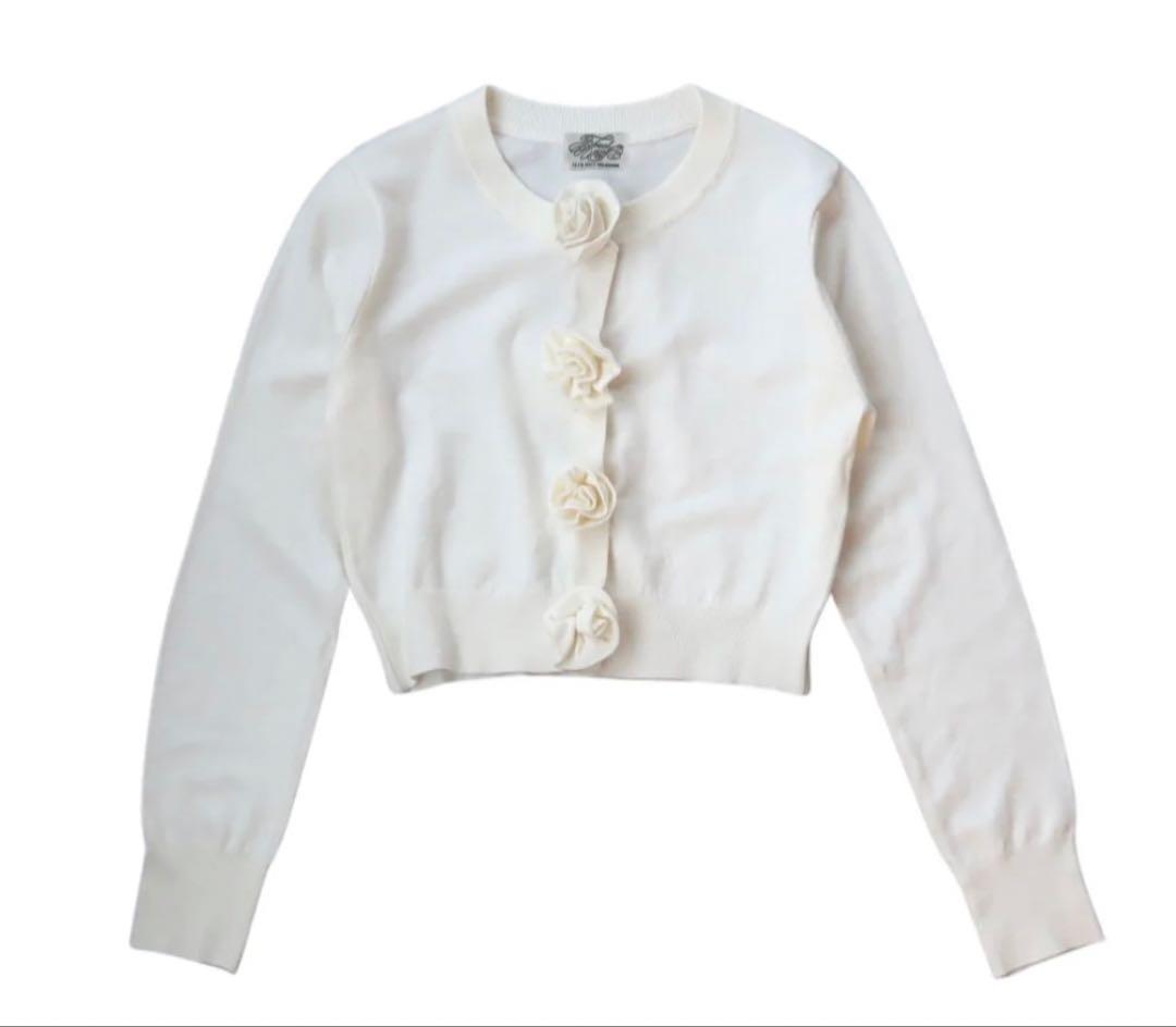 treaturself rose motif knit cardigan ラメ - メルカリ