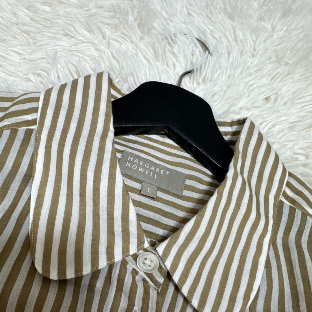 人気！ 美品✨ マーガレットハウエル コットンシルク丸襟ストライプ