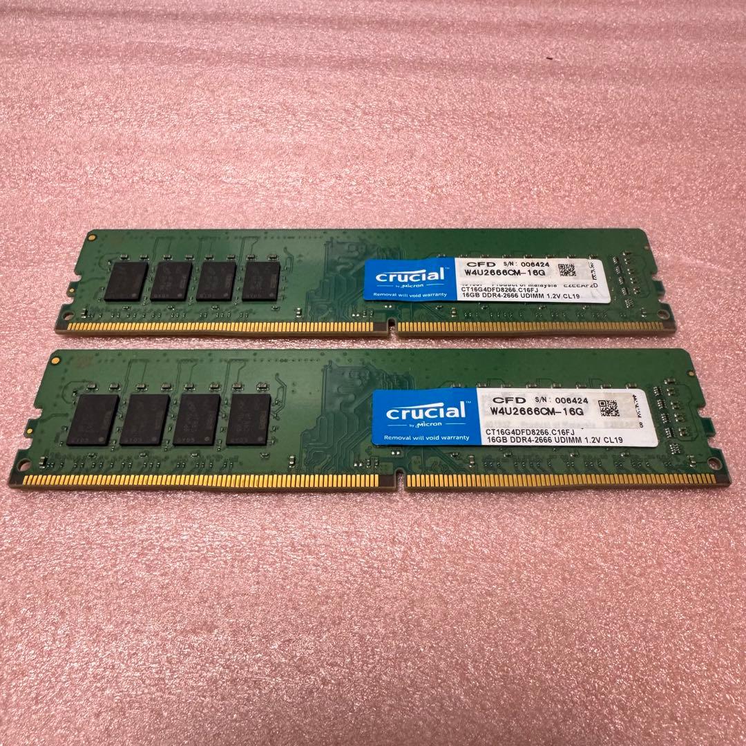 crucial 16GBx2枚 32GB DDR4 メモリ W4U2666CM Amazon | Crucial デスクトップ用増設メモリ 32GB(16GBx2枚) DDR4
