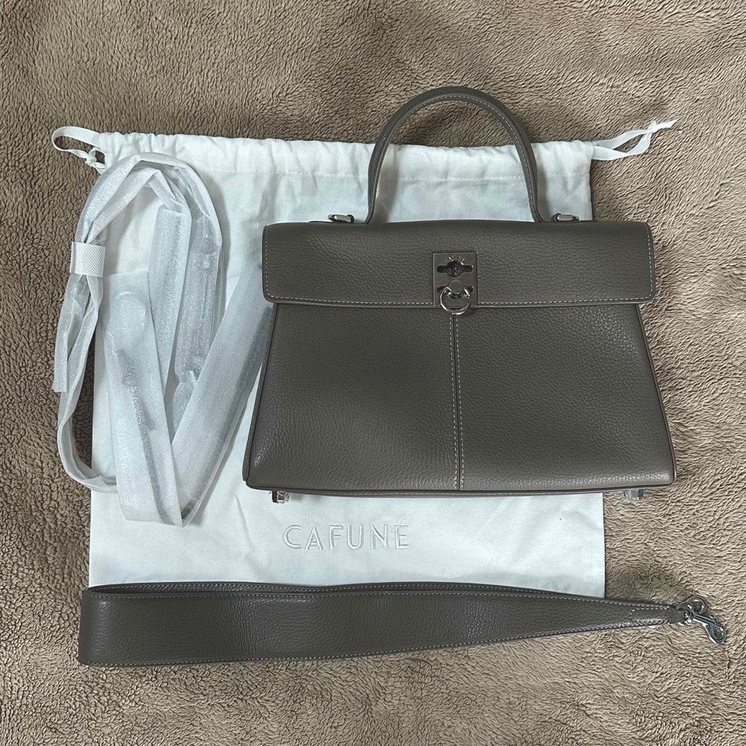 CAFUNE カフネ グレー レザーバッグ ショルダーストラップ付き - メルカリ
