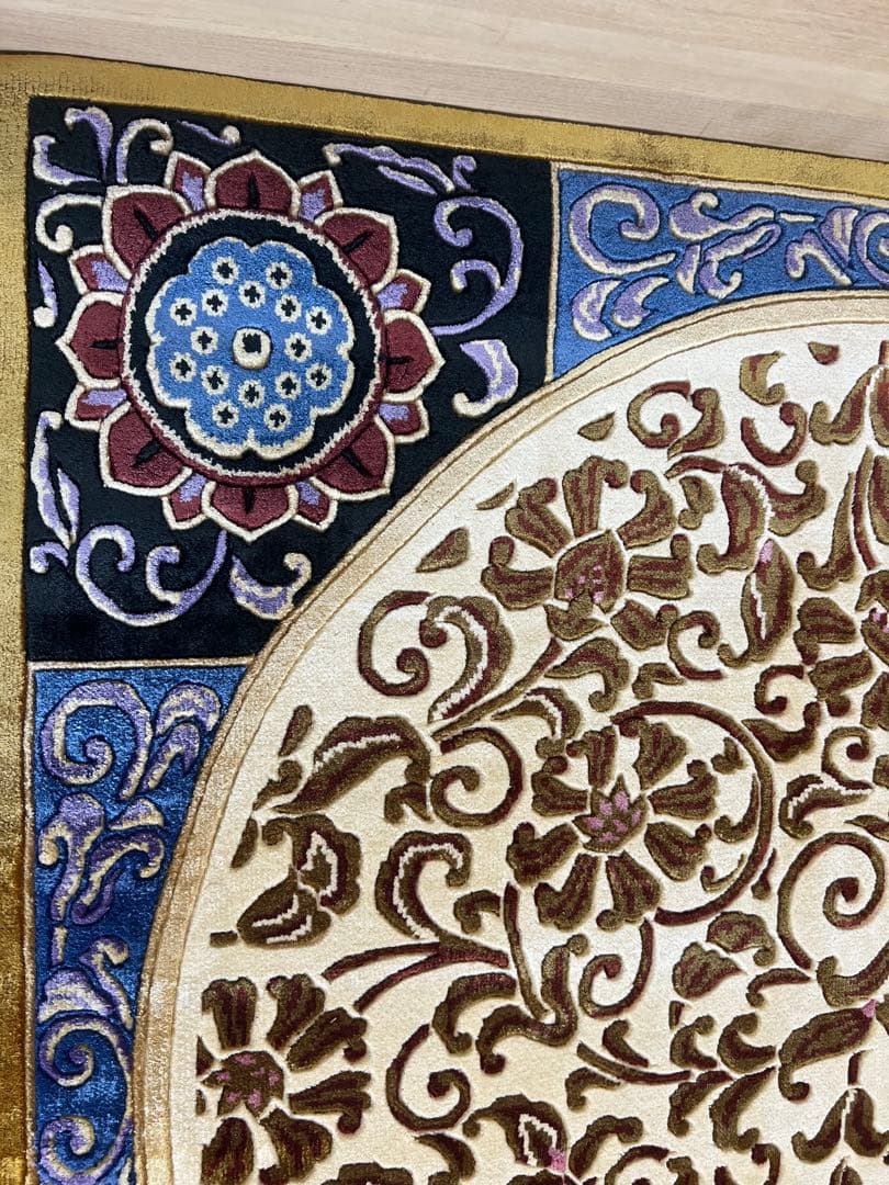 龍村美術織物 龍村佛賓座 十三佛段通 宝相華唐草文 絹100％ 緞通 絨毯