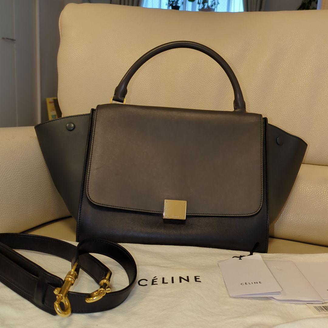 ✨美品✨セリーヌトラペラーズレザースエード2wayバッグ BLACK