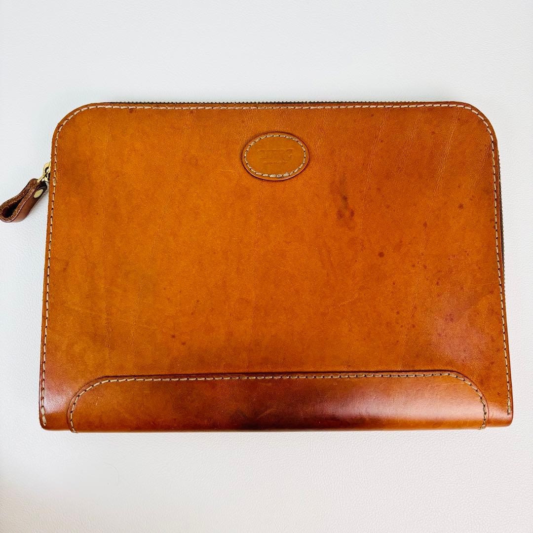 1280【希少】HERZ ヘルツ 本革 レザー クラッチバッグ PCケース A4