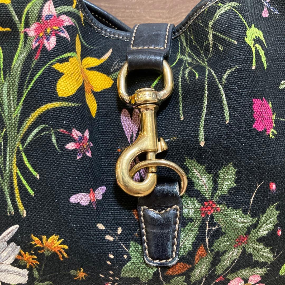 グッチ GUCCI 花柄 ショルダーバッグ flora 黒 ジャッキー - メルカリ