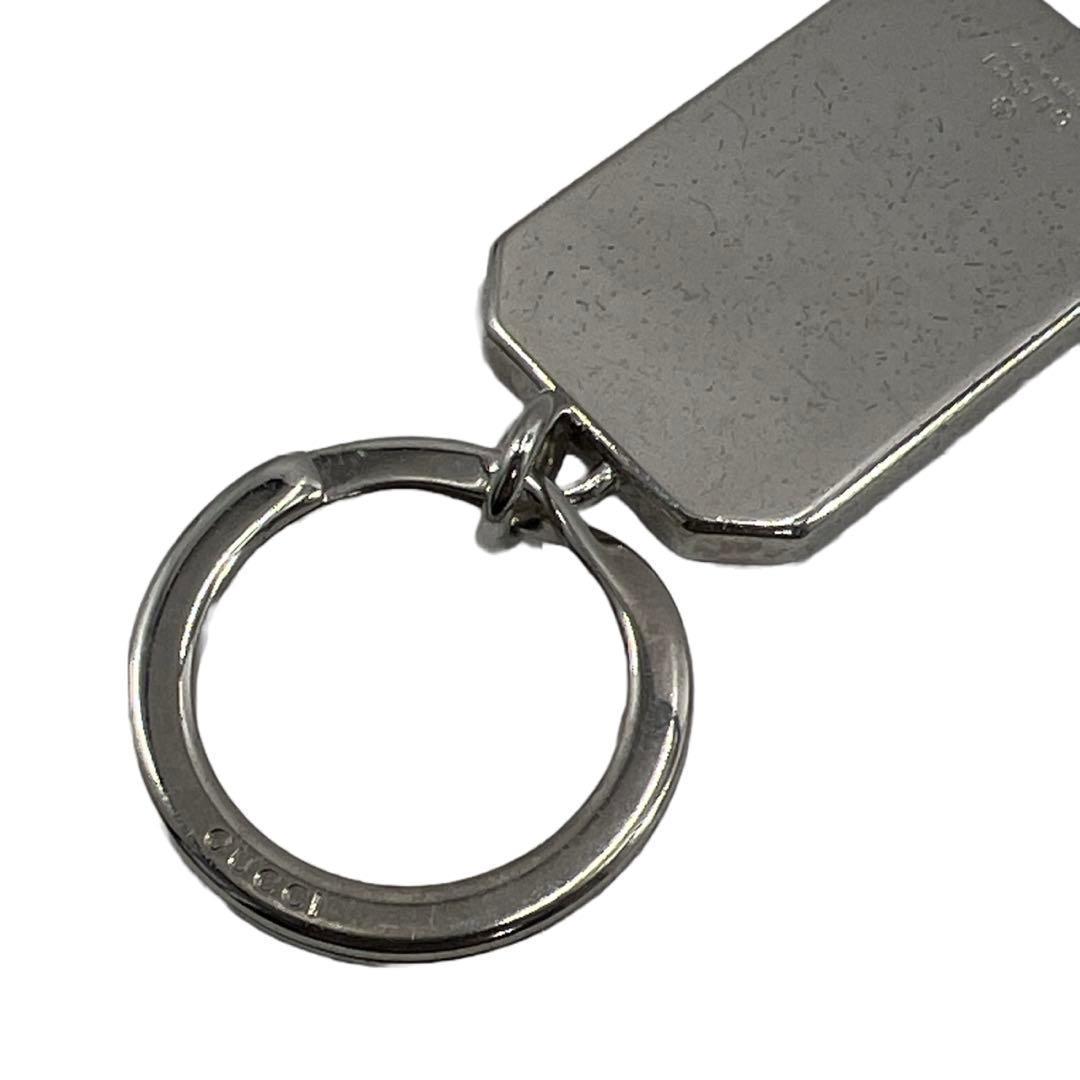 GUCCI グッチ キーリング メタル レザー GG シマ シルバー ブラック