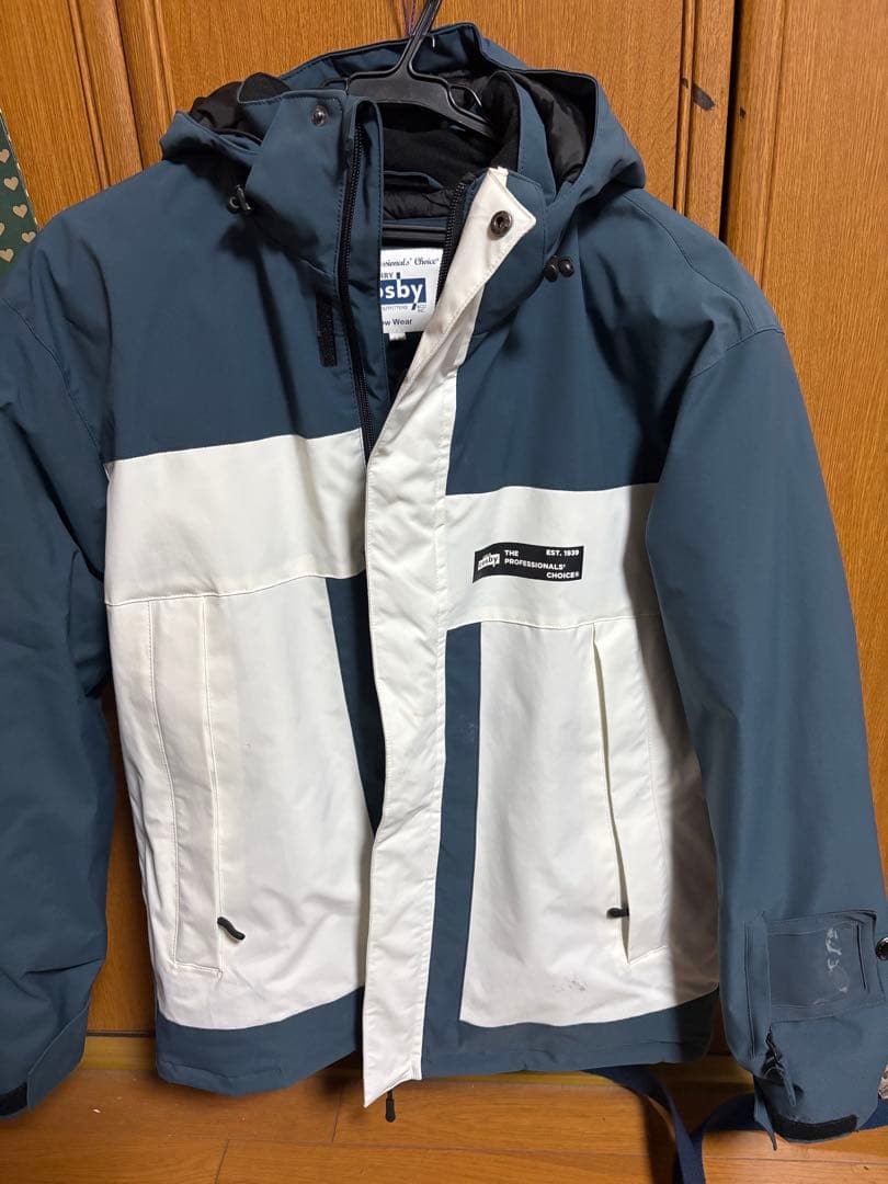 スキーウェア メンズ フード付き ネイビー ホワイト - メルカリ