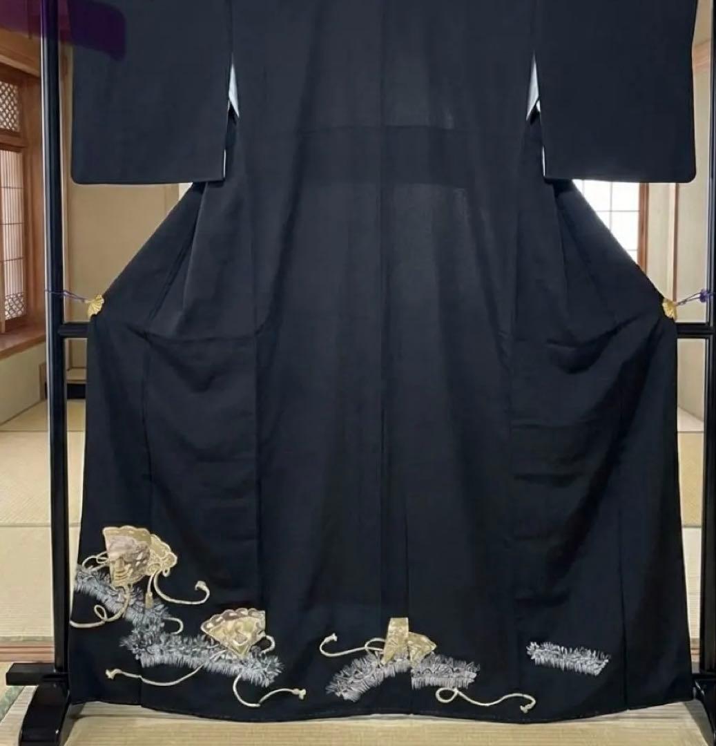 最終価格 黒留袖 袋帯 鶴 4点フルセット 結婚式 比翼仕立て 帯締め 帯