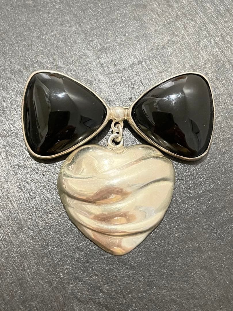 【限定特価】ヴィンテージブローチ　ブラックオニキス　メキシコシルバー ヴィンテージ アールデコ スターリングシルバー ブローチ：マーカ