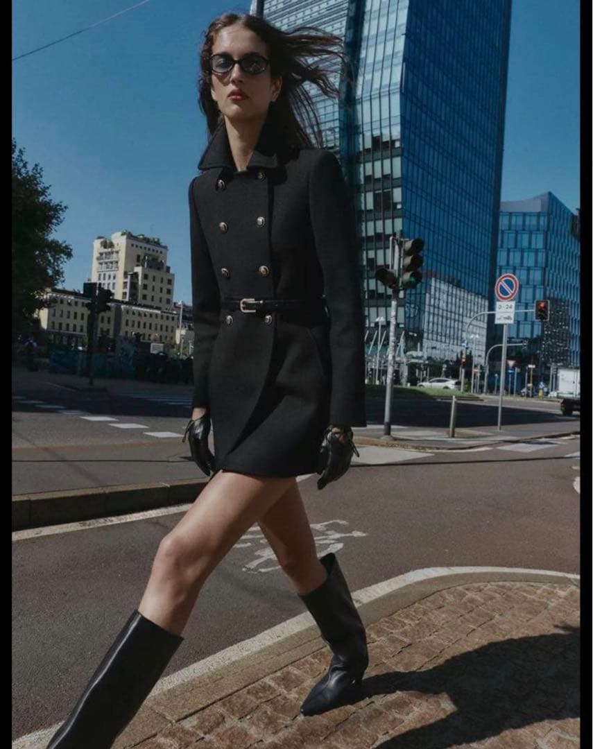 完売品】ZARA ウール混紡ショート丈ダブルブレストコート M 新品タグ