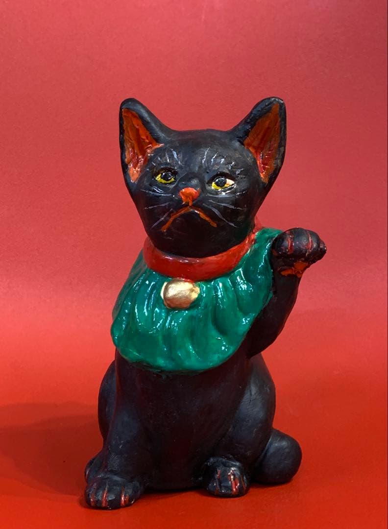 長浜人形　招き猫　黒　高さ15cm 招き猫／長浜人形 - 招き猫パワー｜郷土玩具・置物