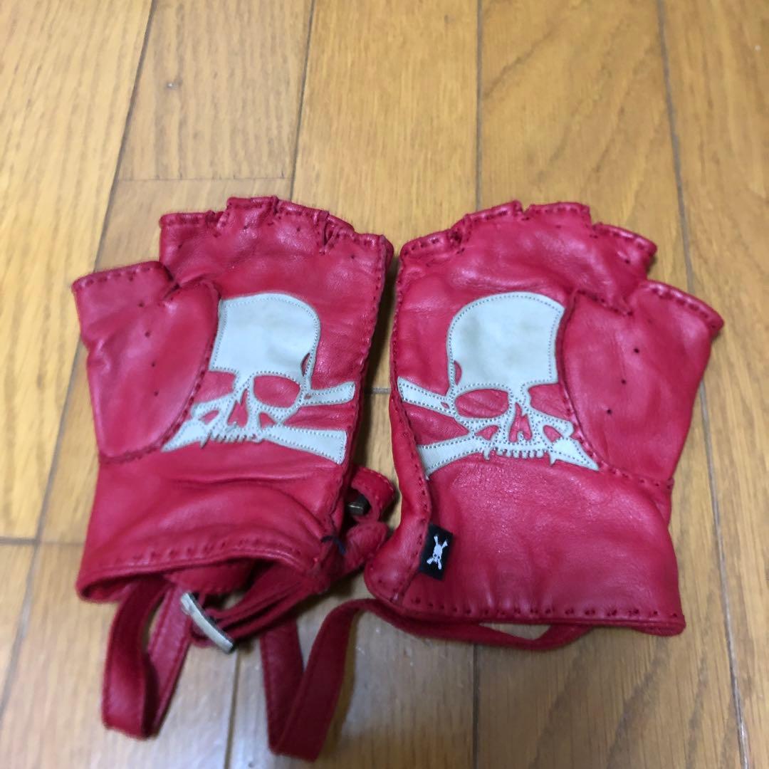 ROENロエンフィンガーレスレザーグローブ赤 ROENロエンフィンガーレスレザーグローブ赤 - バイクウェア・装備特別