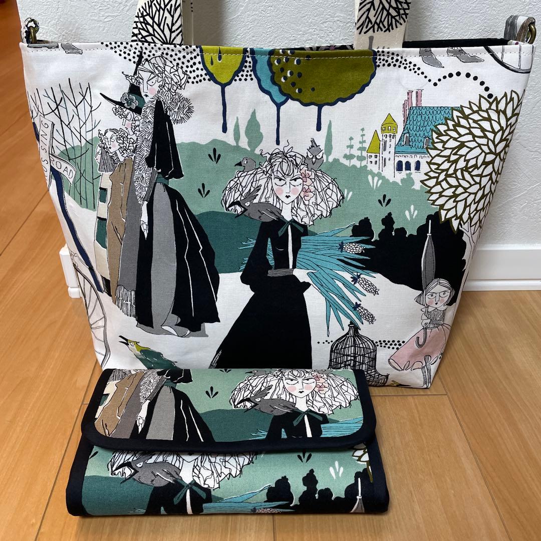 ぽんず☆　長財布　やりくり財布　ハンドメイド　トートバッグ　レア廃盤生地 どこで買ったの？と聞かれちゃうレトロカラフルなやりくり長財布