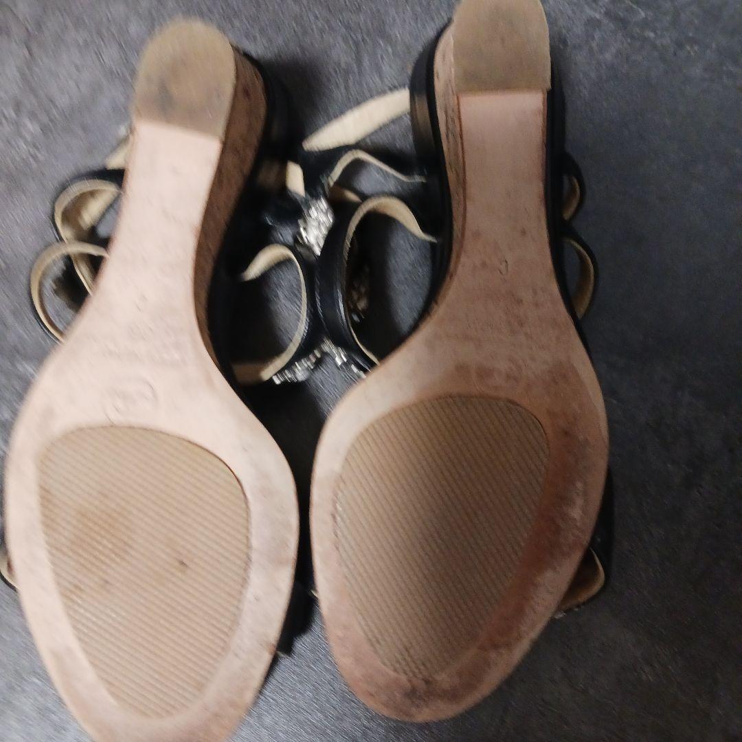 CHANEL ブラック フラワーモチーフ サンダル 36 - メルカリ