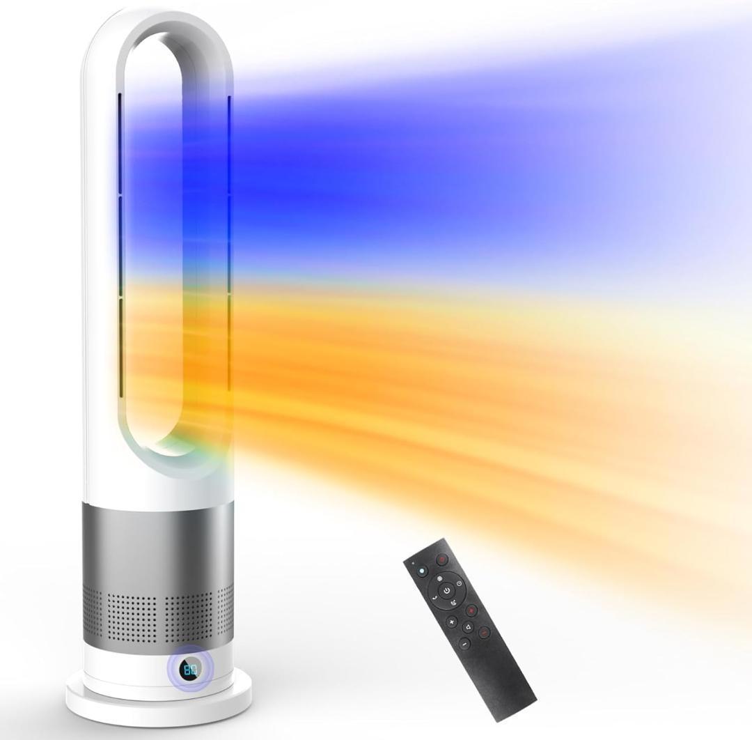 冷暖兼用　羽根なし 扇風機 タワーファン 温風 冷風 冷暖房　ホワイト 楽天市場】【2025冷暖兼用】扇風機 羽なし タワーファン 8段階送風＆3