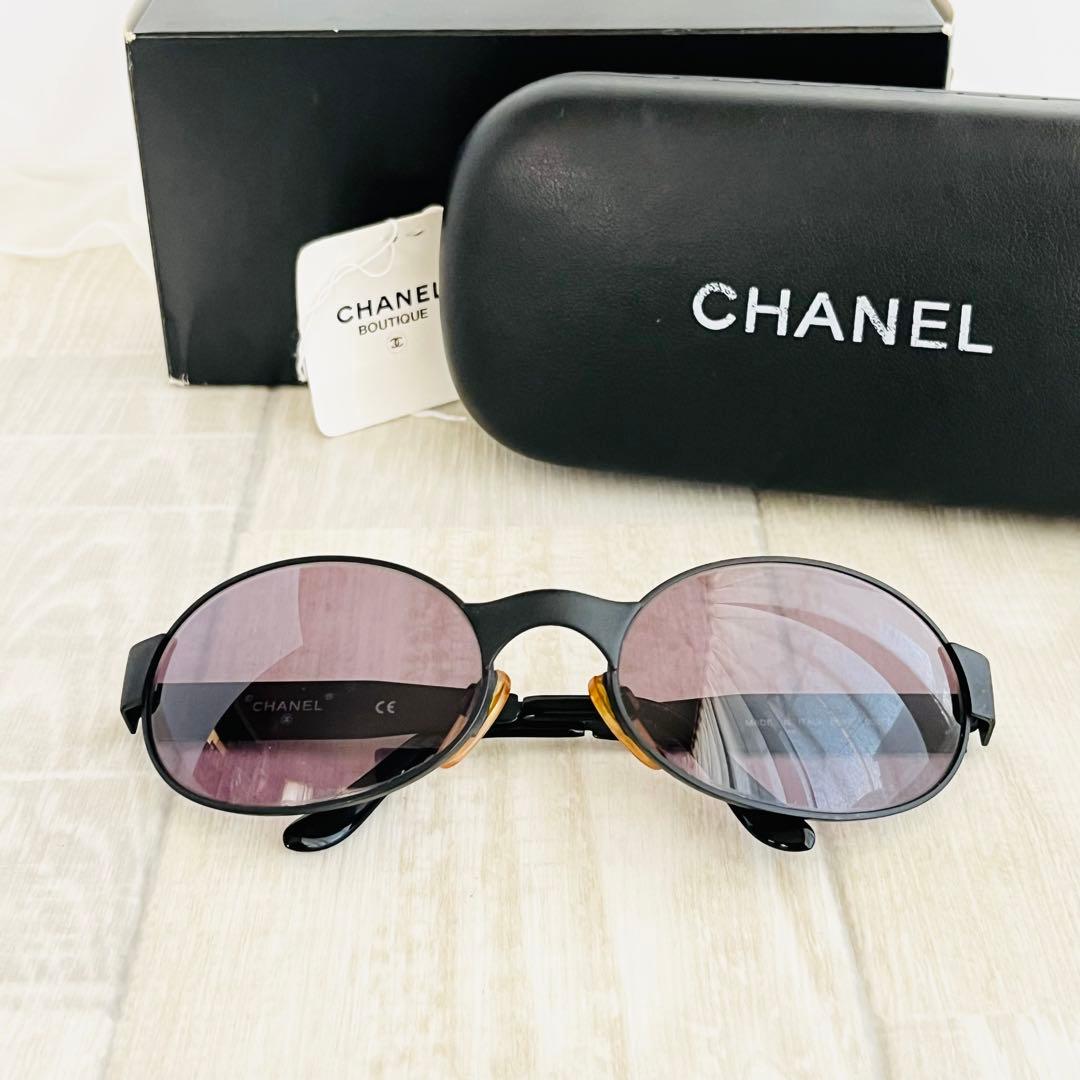 ヴィンテージ CHANEL サングラス 黒 ブラック ケース付き シャネル