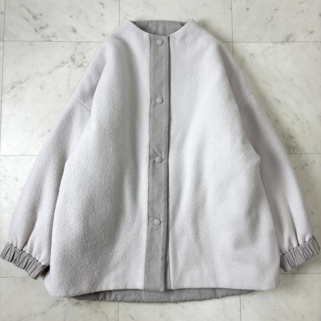 evam eva ウールパディングショートコート 1 ホワイト系 ジャケット evam eva(エヴァム エヴァ) ウールパディング ショートコート / wool